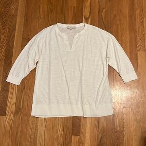 Loft Size large White Tunic Long Sleeve Top  Peasant Style‎ Boho 100% cotton